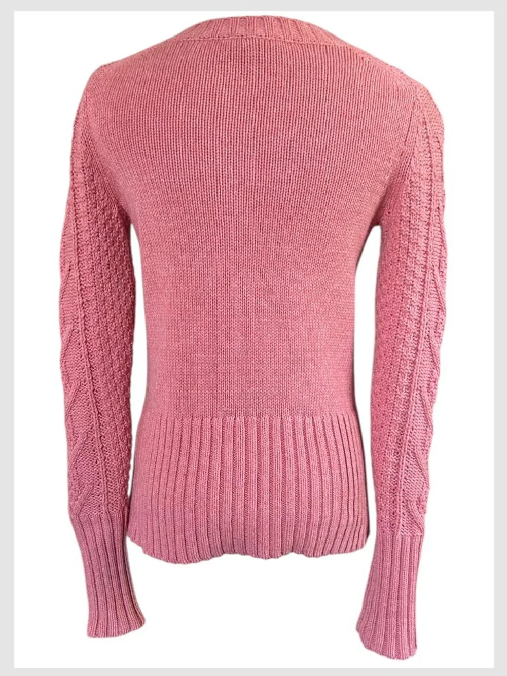 Gap Cable Knit Crewneck Wool Blend Sweater Rosewood Pink XS